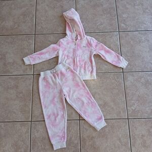 Juicy Couture Pink Velour Tie-Dye Hoodie and Jogger Set